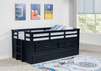 Carlsbad Wood Twin Captains Bed With Trundle Navy Blue - Home & Sleep Outlet