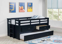 Carlsbad Wood Twin Captains Bed With Trundle Navy Blue - Home & Sleep Outlet