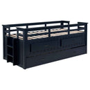 Carlsbad Wood Twin Captains Bed With Trundle Navy Blue - Home & Sleep Outlet
