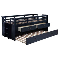 Carlsbad Wood Twin Captains Bed With Trundle Navy Blue - Home & Sleep Outlet