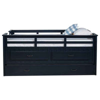 Carlsbad Wood Twin Captains Bed With Trundle Navy Blue - Home & Sleep Outlet