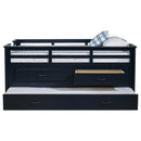 Carlsbad Wood Twin Captains Bed With Trundle Navy Blue - Home & Sleep Outlet
