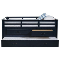 Carlsbad Wood Twin Captains Bed With Trundle Navy Blue - Home & Sleep Outlet