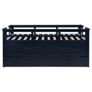 Carlsbad Wood Twin Captains Bed With Trundle Navy Blue - Home & Sleep Outlet