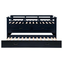Carlsbad Wood Twin Captains Bed With Trundle Navy Blue - Home & Sleep Outlet