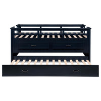 Carlsbad Wood Twin Captains Bed With Trundle Navy Blue - Home & Sleep Outlet