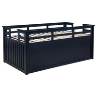 Carlsbad Wood Twin Captains Bed With Trundle Navy Blue - Home & Sleep Outlet