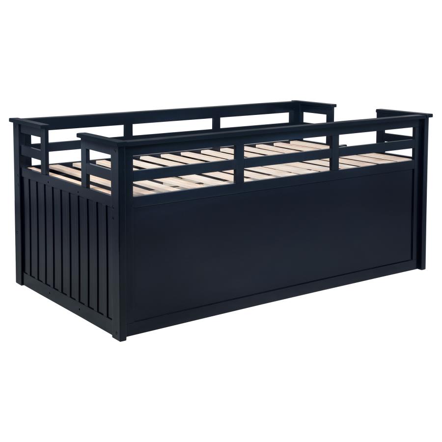Carlsbad Wood Twin Captains Bed With Trundle Navy Blue - Home & Sleep Outlet
