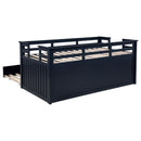 Carlsbad Wood Twin Captains Bed With Trundle Navy Blue - Home & Sleep Outlet