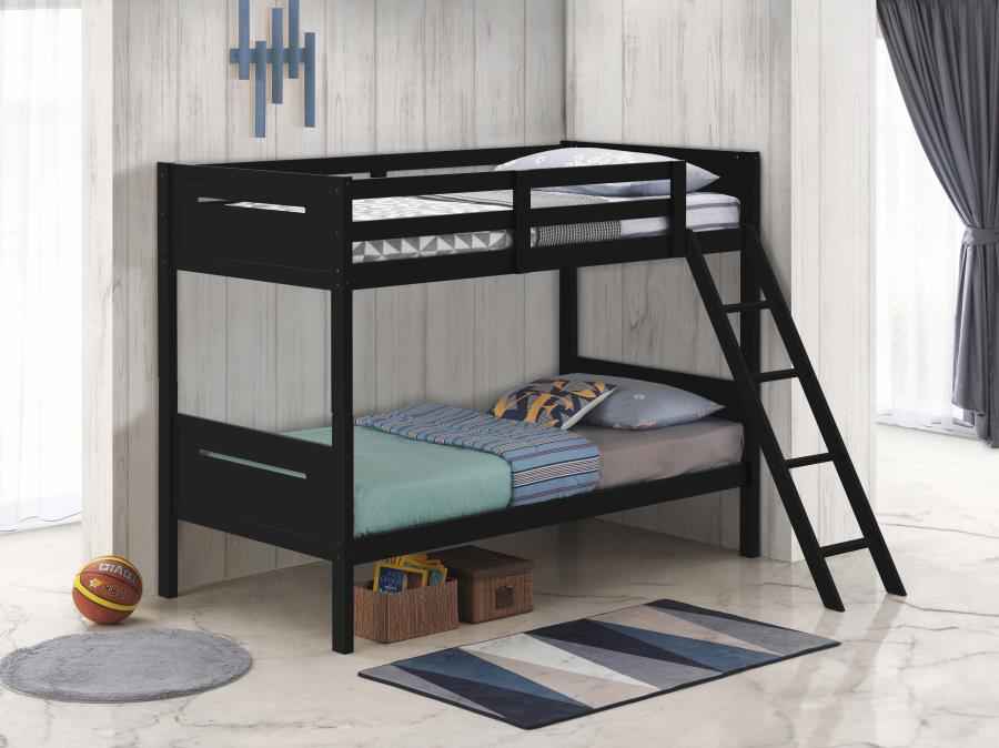 Littleton Wood Twin Over Twin Bunk Bed Black - Home & Sleep Outlet