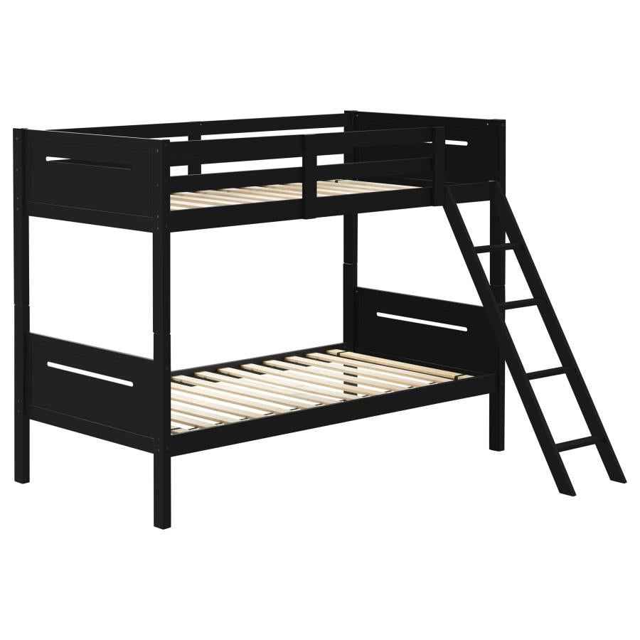 Littleton Wood Twin Over Twin Bunk Bed Black - Home & Sleep Outlet