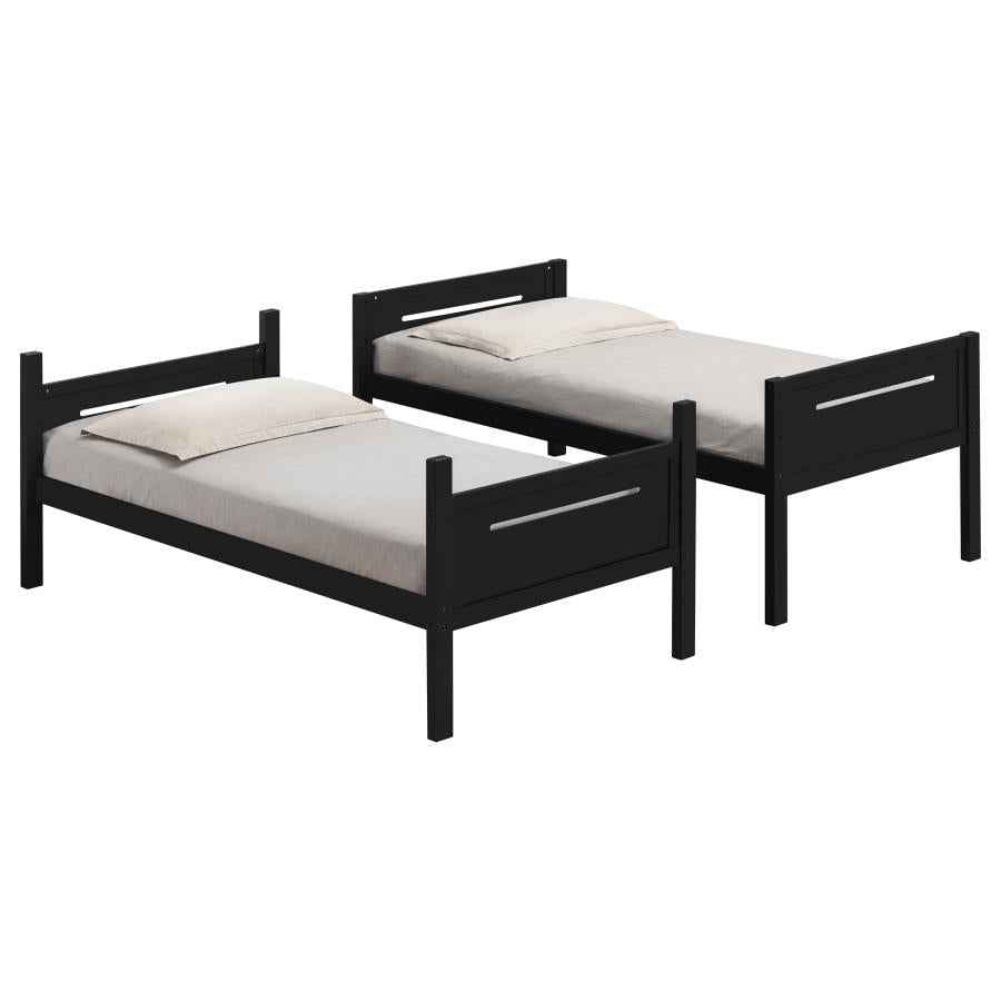 Littleton Wood Twin Over Twin Bunk Bed Black - Home & Sleep Outlet