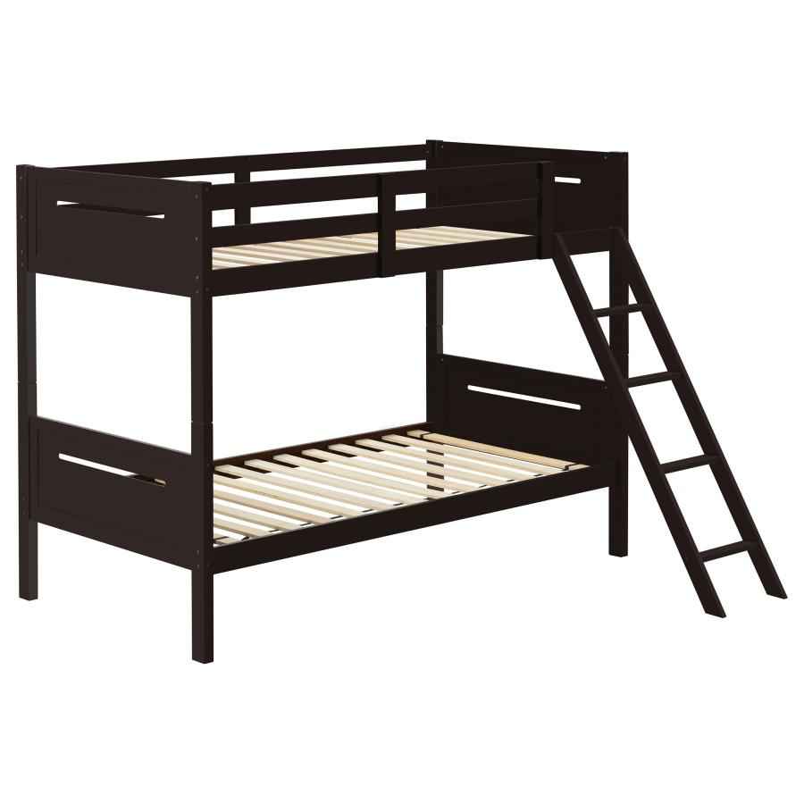 Littleton Wood Twin Over Twin Bunk Bed Espresso - Home & Sleep Outlet