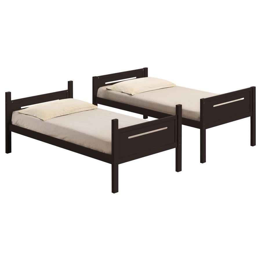 Littleton Wood Twin Over Twin Bunk Bed Espresso - Home & Sleep Outlet