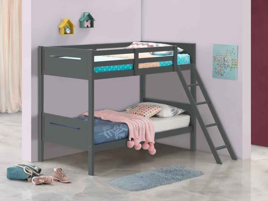 Littleton Wood Twin Over Twin Bunk Bed Grey - Home & Sleep Outlet