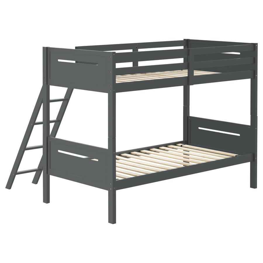 Littleton Wood Twin Over Twin Bunk Bed Grey - Home & Sleep Outlet