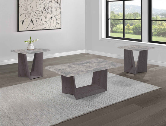 Crown Mark Adea 2-Piece Gray Brown Cocktail Table Set