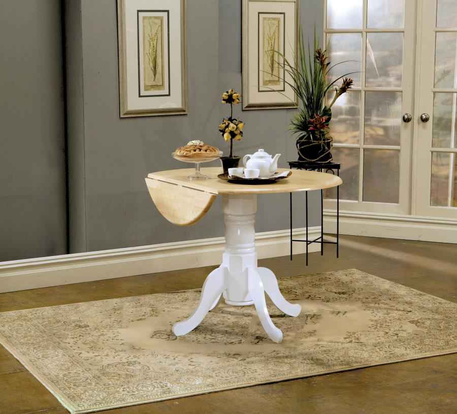 Allison Round 40-inch Drop Leaf Extension Dining Table White - Home & Sleep Outlet
