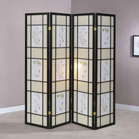Catabella 4-Panel Room Divider Folding Shoji Screen Floral - Home & Sleep Outlet