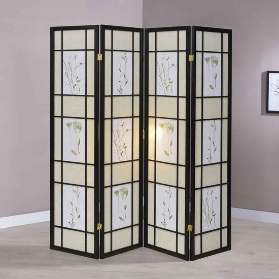 Catabella 4-Panel Room Divider Folding Shoji Screen Floral