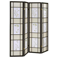Catabella 4-Panel Room Divider Folding Shoji Screen Floral - Home & Sleep Outlet