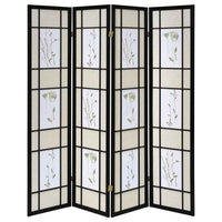 Catabella 4-Panel Room Divider Folding Shoji Screen Floral - Home & Sleep Outlet