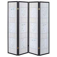 Catabella 4-Panel Room Divider Folding Shoji Screen Floral - Home & Sleep Outlet