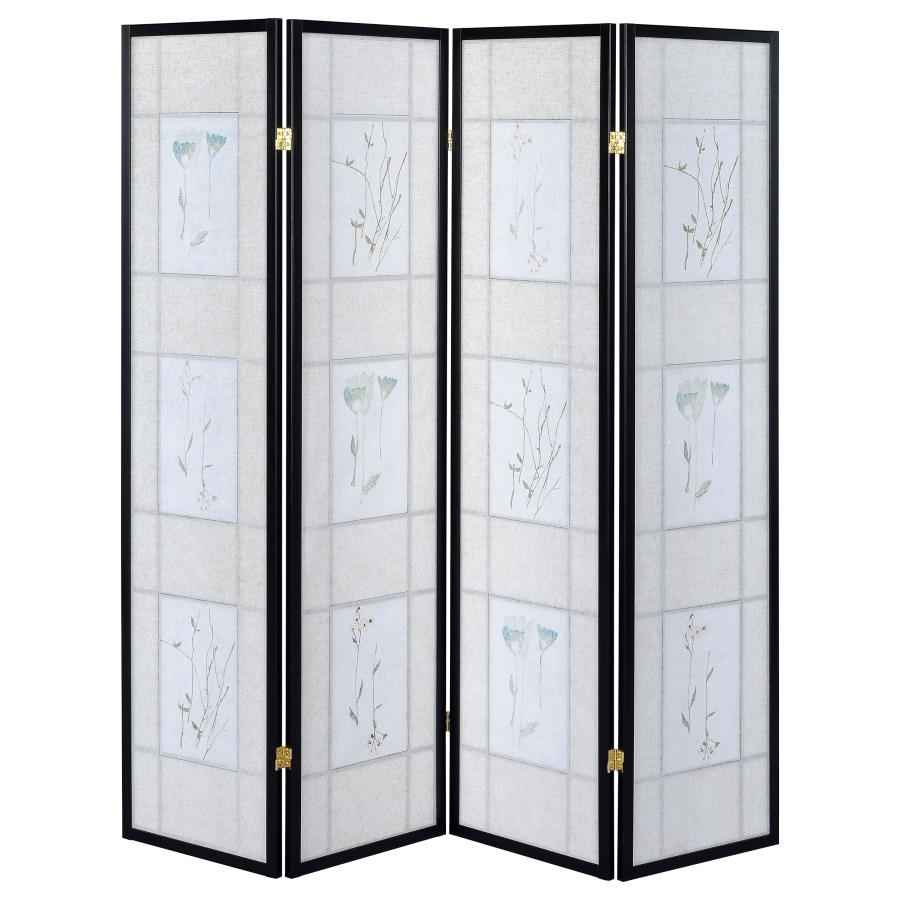 Catabella 4-Panel Room Divider Folding Shoji Screen Floral - Home & Sleep Outlet