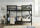 Abram Windsor Twin Over Twin Wood Bunk Bed with Ladder Black - Home & Sleep Outlet