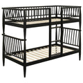 Home & Sleep Outlet - Abram Windsor Twin Over Twin Wood Bunk Bed with Ladder Black