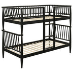 Home & Sleep Outlet - Abram Windsor Twin Over Twin Wood Bunk Bed with Ladder Black