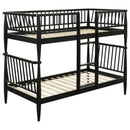 Abram Windsor Twin Over Twin Wood Bunk Bed with Ladder Black - Home & Sleep Outlet