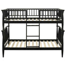 Abram Windsor Twin Over Twin Wood Bunk Bed with Ladder Black - Home & Sleep Outlet