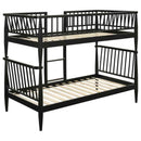 Abram Windsor Twin Over Twin Wood Bunk Bed with Ladder Black - Home & Sleep Outlet