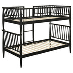 Home & Sleep Outlet - Abram Windsor Twin Over Twin Wood Bunk Bed with Ladder Black
