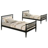 Abram Windsor Twin Over Twin Wood Bunk Bed with Ladder Black - Home & Sleep Outlet