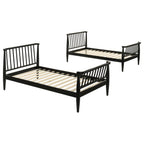 Home & Sleep Outlet - Abram Windsor Twin Over Twin Wood Bunk Bed with Ladder Black