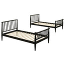 Abram Windsor Twin Over Twin Wood Bunk Bed with Ladder Black - Home & Sleep Outlet