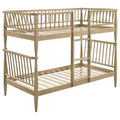 Home & Sleep Outlet - Abram Windsor Twin Over Twin Wood Bunk Bed with Ladder Almond