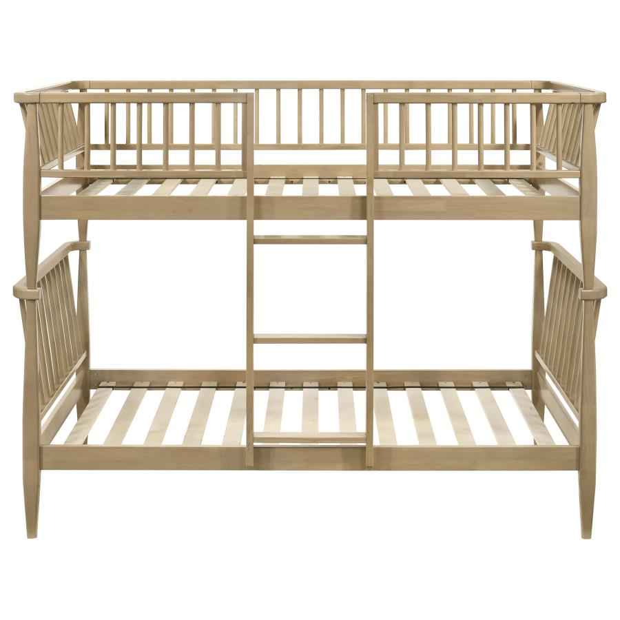 Abram Windsor Twin Over Twin Wood Bunk Bed with Ladder Almond - Home & Sleep Outlet