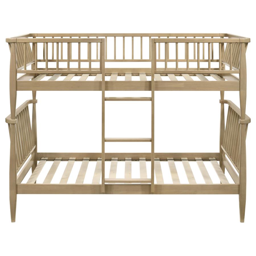Home & Sleep Outlet - Abram Windsor Twin Over Twin Wood Bunk Bed with Ladder Almond