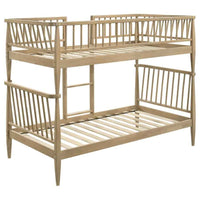 Abram Windsor Twin Over Twin Wood Bunk Bed with Ladder Almond - Home & Sleep Outlet