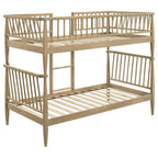 Home & Sleep Outlet - Abram Windsor Twin Over Twin Wood Bunk Bed with Ladder Almond