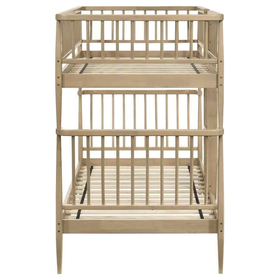 Abram Windsor Twin Over Twin Wood Bunk Bed with Ladder Almond - Home & Sleep Outlet