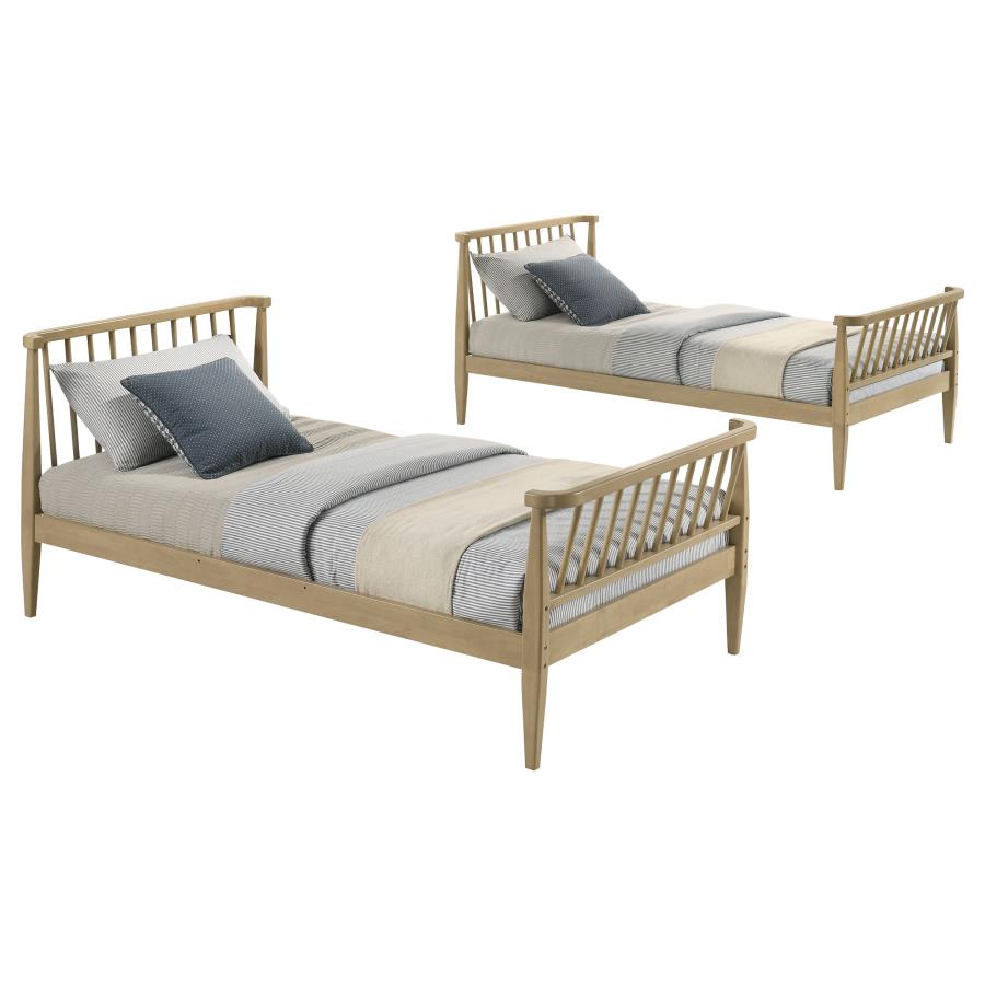 Home & Sleep Outlet - Abram Windsor Twin Over Twin Wood Bunk Bed with Ladder Almond