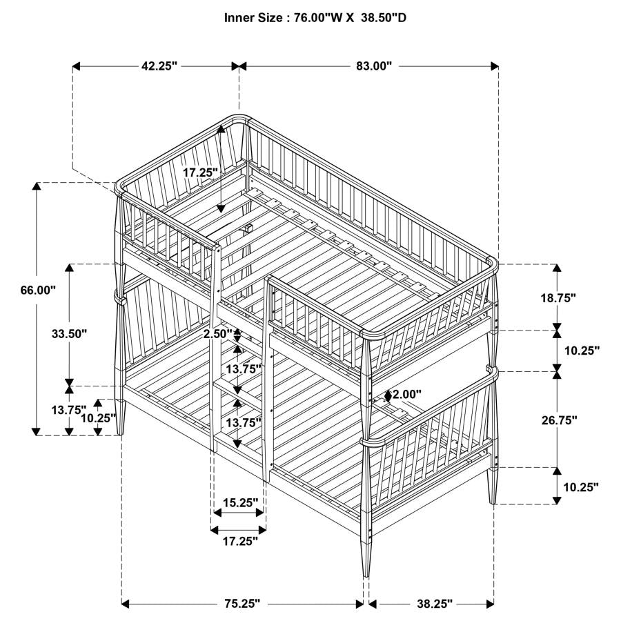 Home & Sleep Outlet - Abram Windsor Twin Over Twin Wood Bunk Bed with Ladder Almond