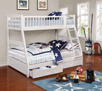 Ashton 2-drawer Wood Twin Over Full Bunk Bed White - Home & Sleep Outlet