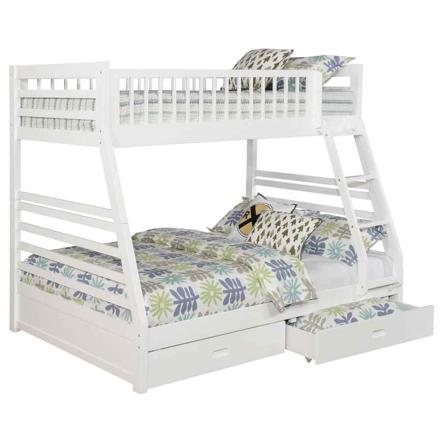 Ashton 2-drawer Wood Twin Over Full Bunk Bed White - Home & Sleep Outlet