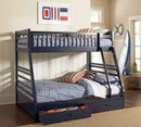 Ashton 2-drawer Wood Twin Over Full Bunk Bed Navy Blue - Home & Sleep Outlet