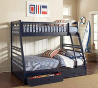 Ashton 2-drawer Wood Twin Over Full Bunk Bed Navy Blue - Home & Sleep Outlet